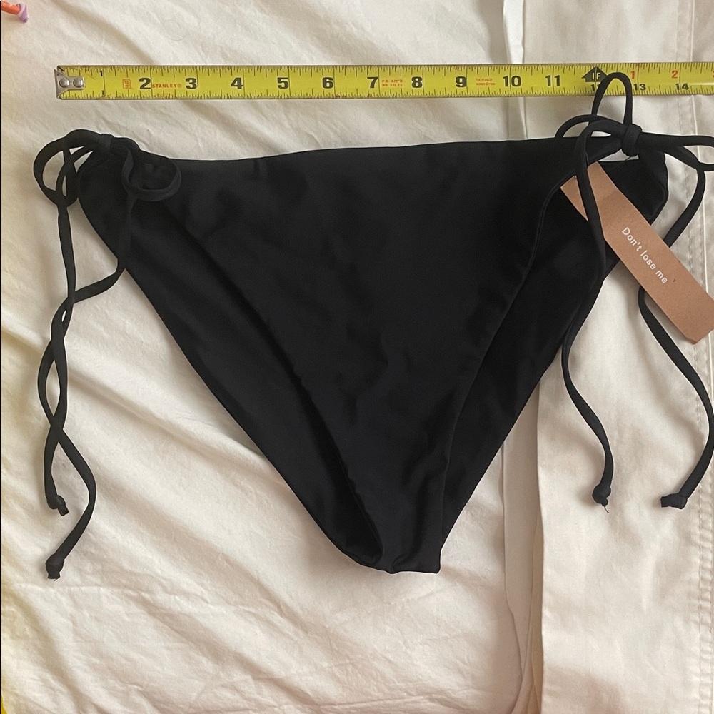 Reformation Black Bikini Bottom with Side Ties XL
